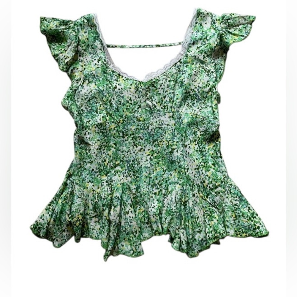 Good Luck Girl Green Floral Top